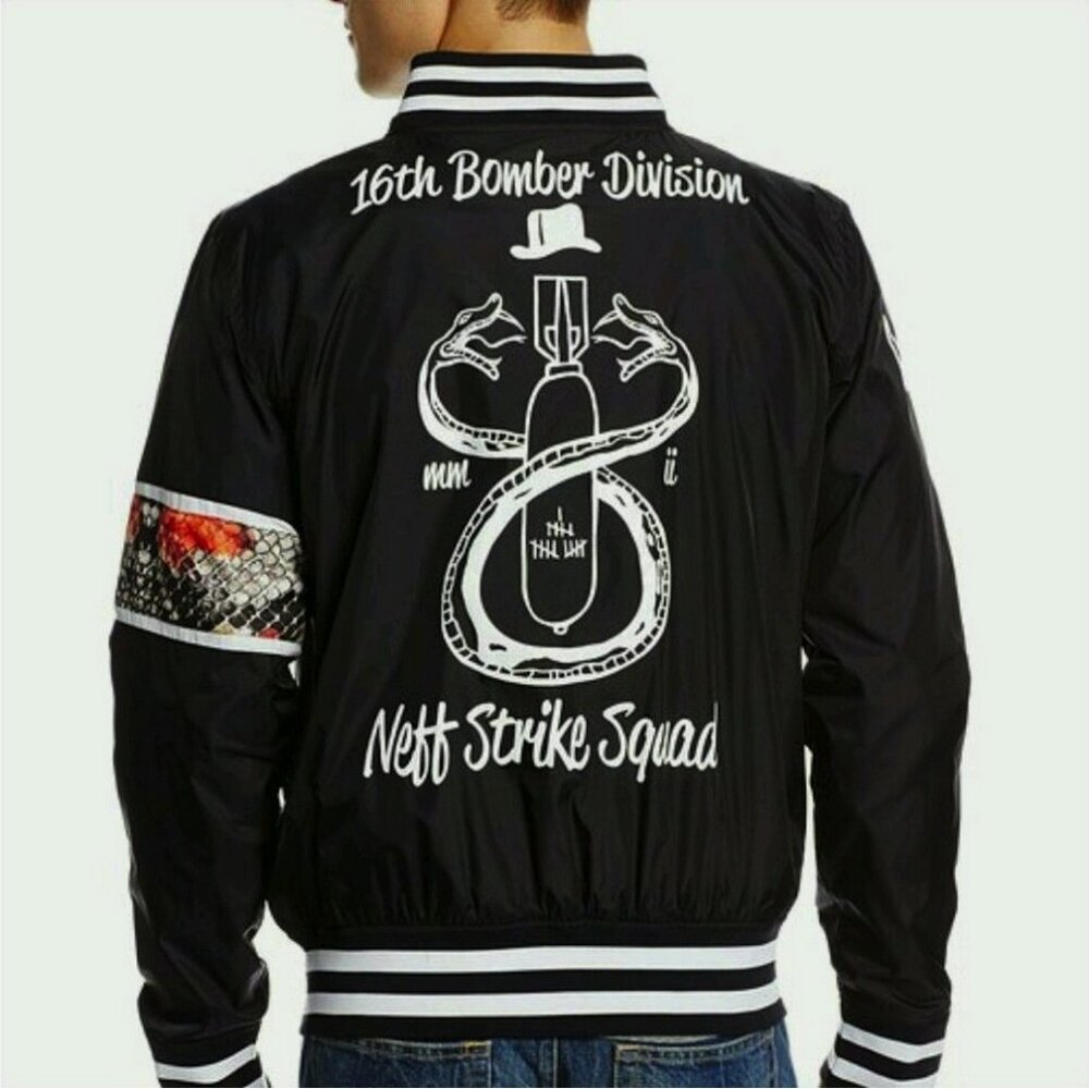 Neff Snake Life Bomber Lightweight Jacket Strike Back Squad Logo